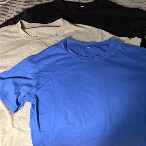 Women Short Sleeve Crewneck T-Shirt - Blue, Gray, Black.